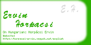 ervin horpacsi business card
