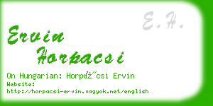 ervin horpacsi business card